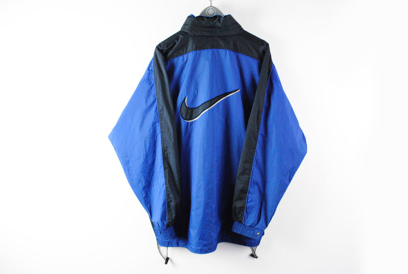 Vintage Nike Jacket XXLarge blue black big logo 90s sport coat swoosh