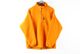 Vintage Jack Wolfskin Polartec Fleece Half Zip Large yellow orange bright 90s outdoor ski sweater