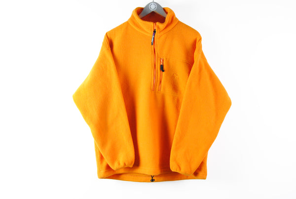 Vintage Jack Wolfskin Polartec Fleece Half Zip Large yellow orange bright 90s outdoor ski sweater