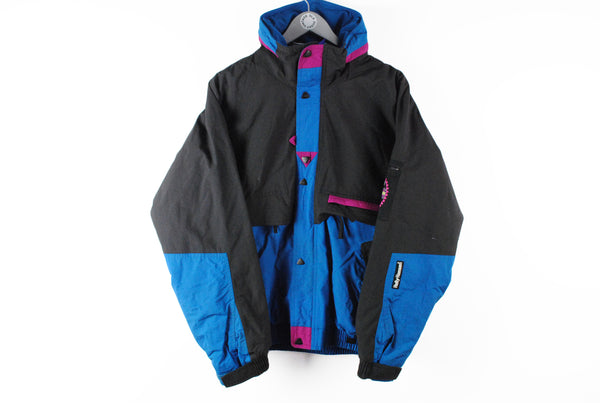 Vintage Helly Hansen Equip Jacket Medium blue black 80s made in Korea technical wear outdoor ski jacket