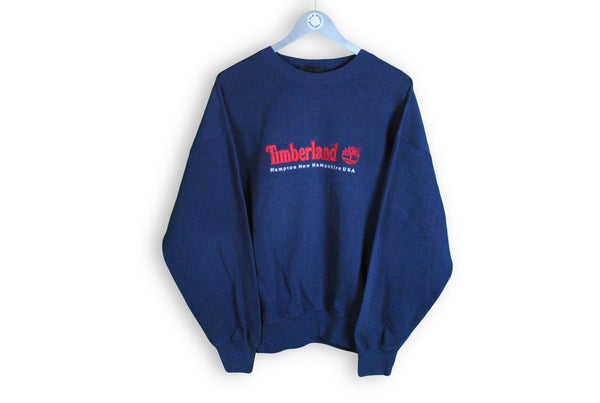 Vintage Timberland Sweatshirt Large / XLarge navy blue big logo rare cotton 90s USA Jumper