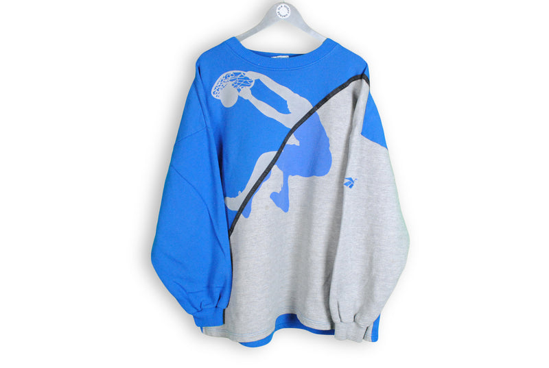 Vintage Reebok Shaquille O'Neal Shaq rare 90s Sweatshirt blue gray big logo