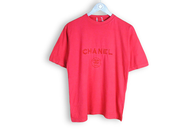 Chanel Vintage S/S1994 White Cotton Scalloped CC Logo 94P T-Shirt For Sale  at 1stDibs