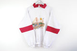 Vintage San Francisco 1/4 Zip Sweatshirt XLarge gray white red big logo retro 80s California jumper
