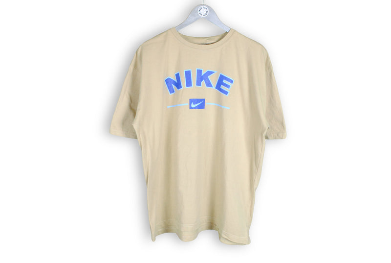 vintage nike big logo beige t-shirt 