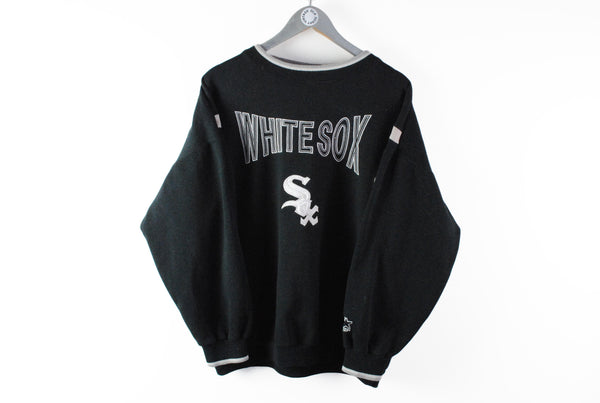 Vintage White Sox Starter Sweatshirt Large black gray big logo 90s baseball mlb made in Korea