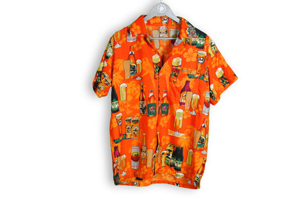 vintage hawaii shirt alcohol bear pattern 80s