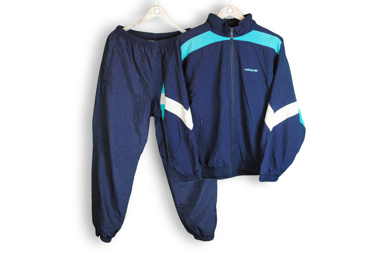 vintage adidas tracksuit large navy blue 80s