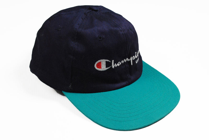 Vintage Champion USA Cap blue green big logo baseball hat