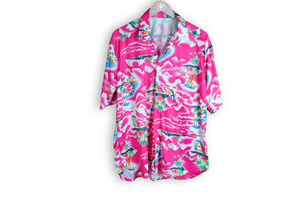 vintage hawaii shirt pink beach pattern