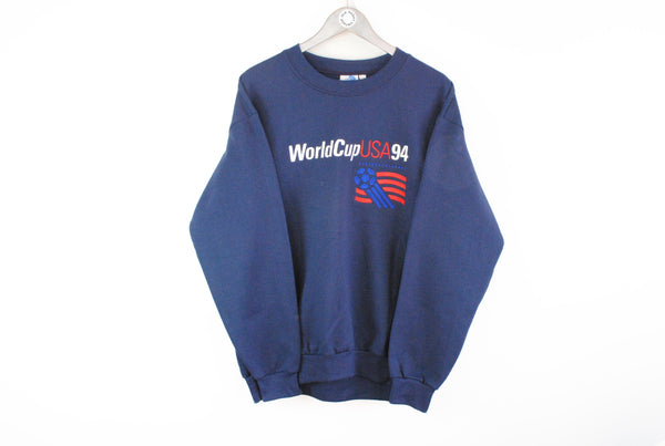 Vintage World Cup 1994 USA Sweatshirt Large / XLarge blue big logo retro football mundial 90s sport jumper