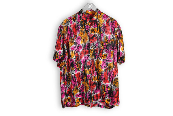 vintage multicolor silk hawaii shirt pink orange