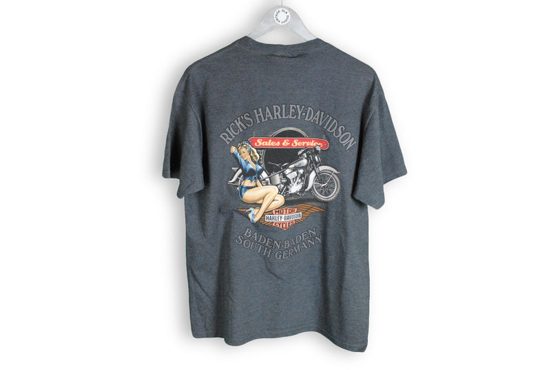 Vintage Harley-Davidson Baden-Baden T-Shirt gray big logo