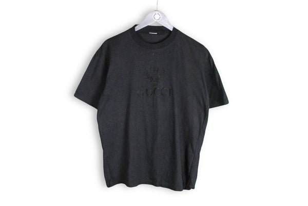 Vintage Gucci Embroidery Logo Bootleg T-Shirt Small black big logo