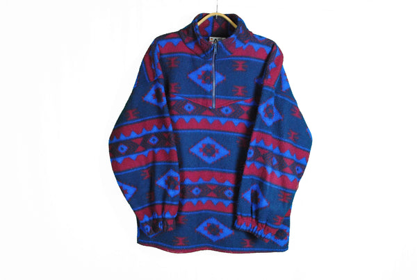 vintage multicolor fleece sweater 1/4 zip