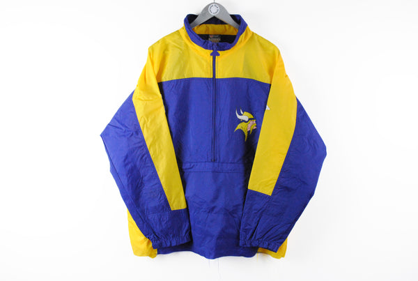 Vintage Vikings Minnesota NFL Jacket XLarge anorak purple yellow pocket jacket windbreaker 90s