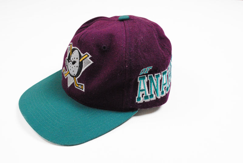 Vintage Mighty Ducks Anaheim Cap big logo purple green collection NHL Hockey Hat