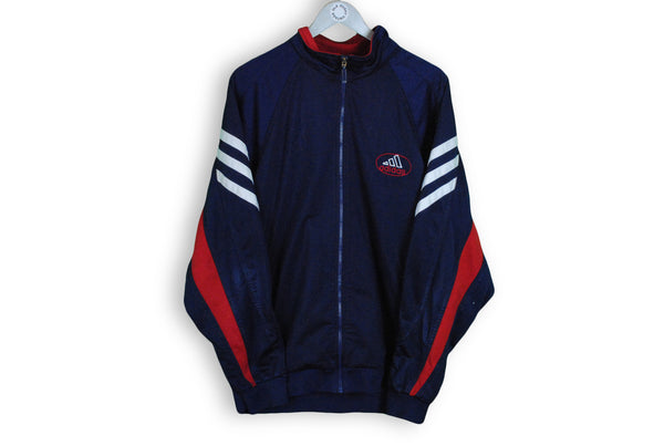 Vintage Adidas Track Jacket XLarge blue big logo retroo 90s classic sport windbreaker