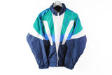 Vintage Adidas Track Jacket Small blue green 90s athletic sport jacket