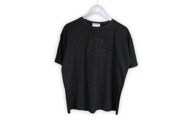 Vintage Gucci Embroidery Logo Bootleg T-Shirt Small black big logo