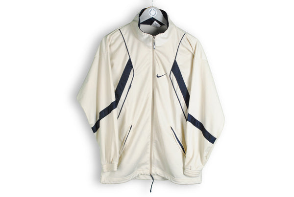 vintage nike track jacket beige color swoosh logo