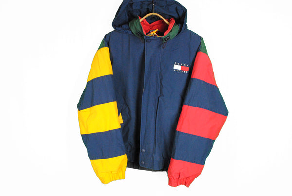 vintage multicolor big logo tommy hilfiger jacket