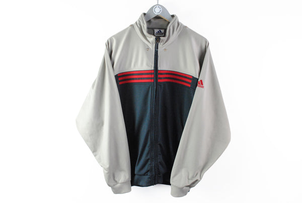Vintage Adidas Track Jacket Large / XLarge gray blue classic big logo sport athletic jacket 90s
