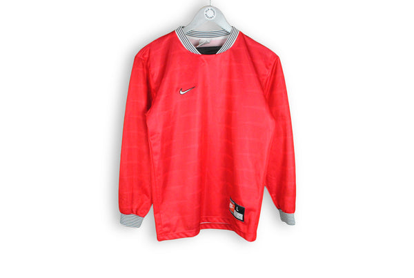 Vintage Nike Long Sleeve T-Shirt Large red football jersey sport sweatshirt polyester