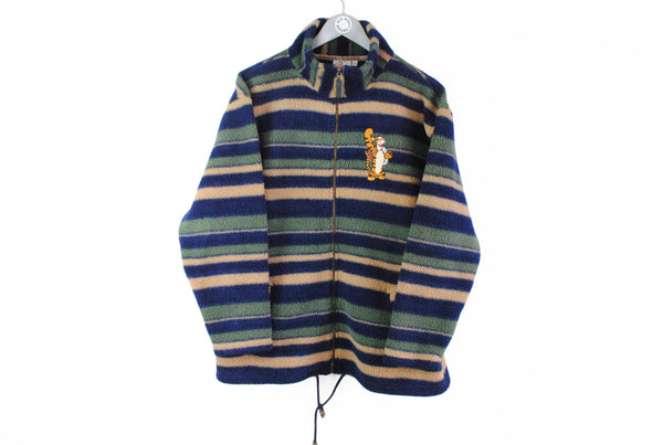 Vintage Disney Tigger Fleece Small striped pattern front logo retro 90s sweater