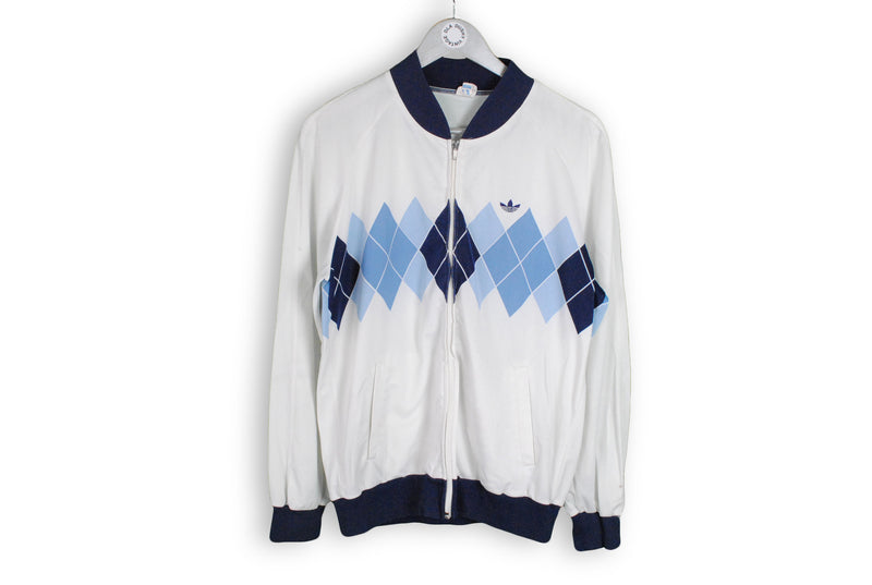 Vintage Adidas Track Jacket Medium made in West Germany white blue 80s sport coat