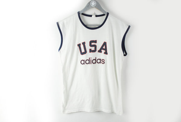 Vintage Adidas USA Top Small / Medium white big logo 