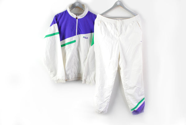 Vintage Fila Tracksuit Large white purple athletic suit jacket and pants