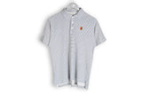 Vintage Nike Polo T-Shirt Medium gray blue striped pattern tennis court