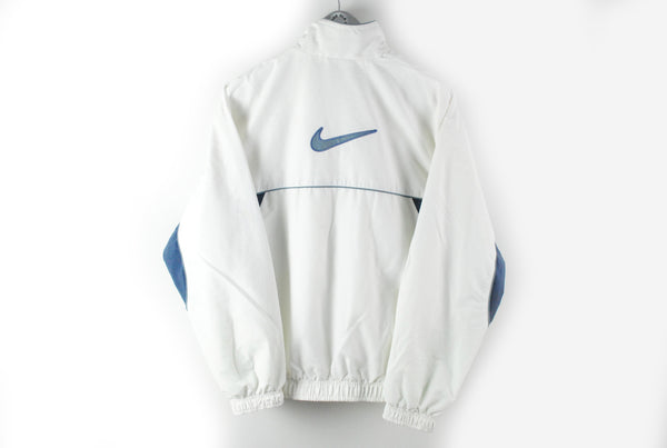 Vintage Nike Track Jacket Small / Medium white big logo swoosh sport 90s jacket