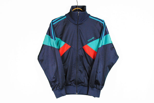 vintage adidas track jacket blue green small size