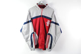 Vintage Adidas Track Jacket XLarge / XXLarge red gray big logo full zip sport jacket