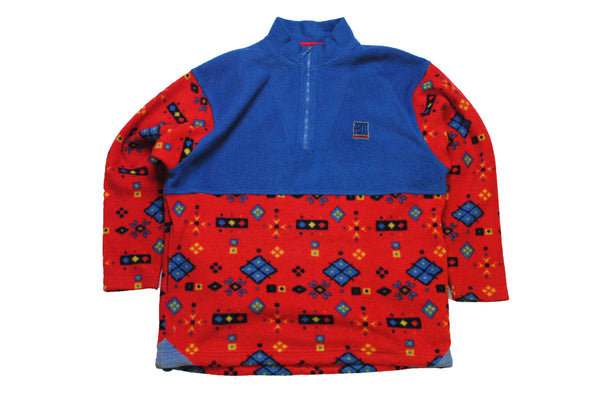 vintage fleece sweater abstract pattern red blue Paco