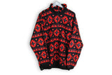 Vintage Fleece Medium / Large black red abstract pattern rare winter outdoor clothing