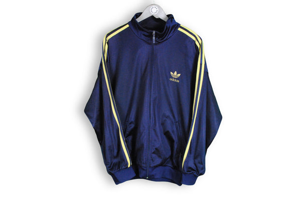 vintage adidas blue yellow track jacket three stripes classic sport coat