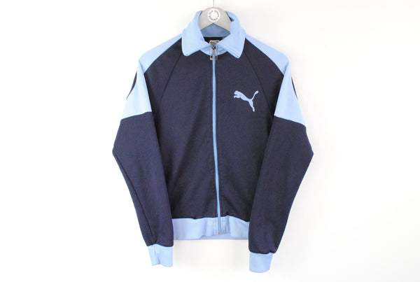 Vintage Puma Track Jacket Small navy blue 80s big logo sport jacket