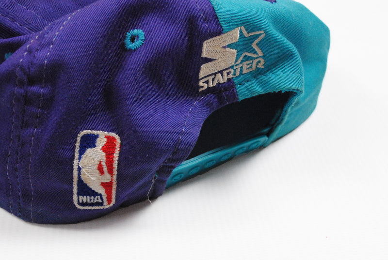 Vintage Charlotte Hornets Starter Cap blue purple big logo hat NBA Basketball