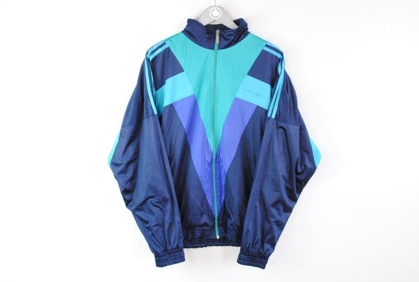 Vintage Adidas Track Jacket Large 90s blue green sport coat