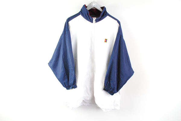 Vintage Nike Track Jacket 2/3 Sleeve XLarge / XXLarge tennis court white blue half sleeve