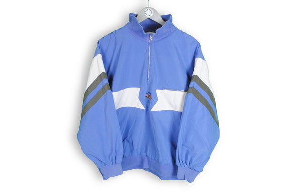 Vintage Bogner Racing Lightwear Anorak Jacket Women's 40 blue big logo 80s retro Germany luxury sport wear half zip sweatshirt