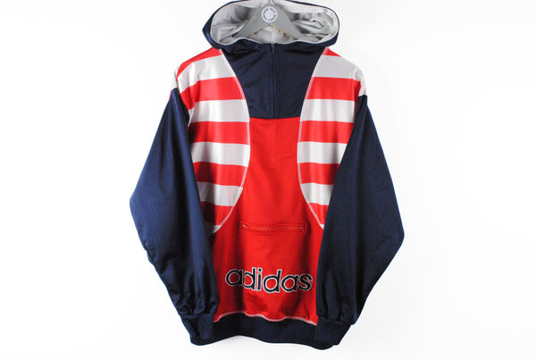 Vintage Adidas Hoodie Medium / Large red blue big logo jumper 90s polyester