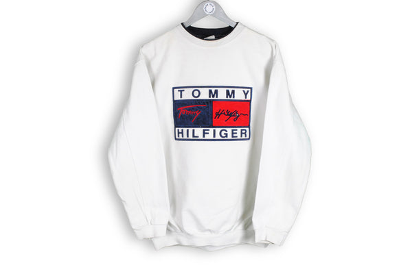 vintage tommy hilfiger white big logo sweatshirt medium