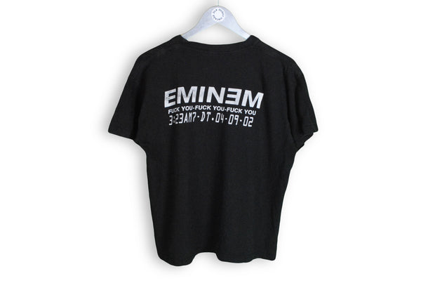 Vintage Eminem 2002 T-Shirt Small black big logo cotton merch rare deadstock shirt rap hip hop 04.09.02 DT