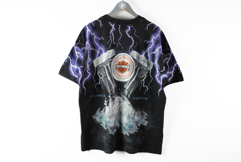 Vintage Harley Davidson Thunder & Lightning T-Shirt XLarge