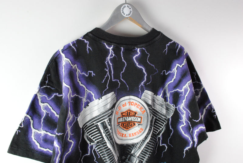 Vintage Harley Davidson Thunder & Lightning T-Shirt XLarge