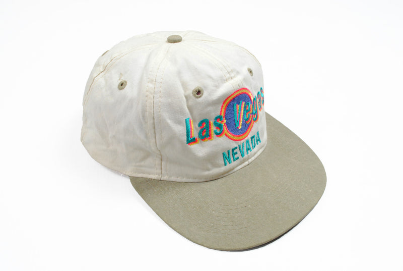 Vintage Las Vegas Nevada Cap beige brown retro 80s hat